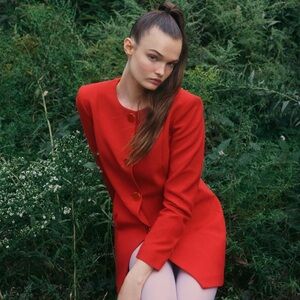 Zara Vibrant Red Long Blazer